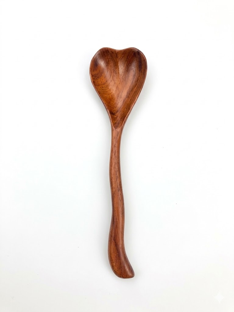 Heart-Shaped Wooden Spoon – Handcrafted Teak Wood Gift Spoon