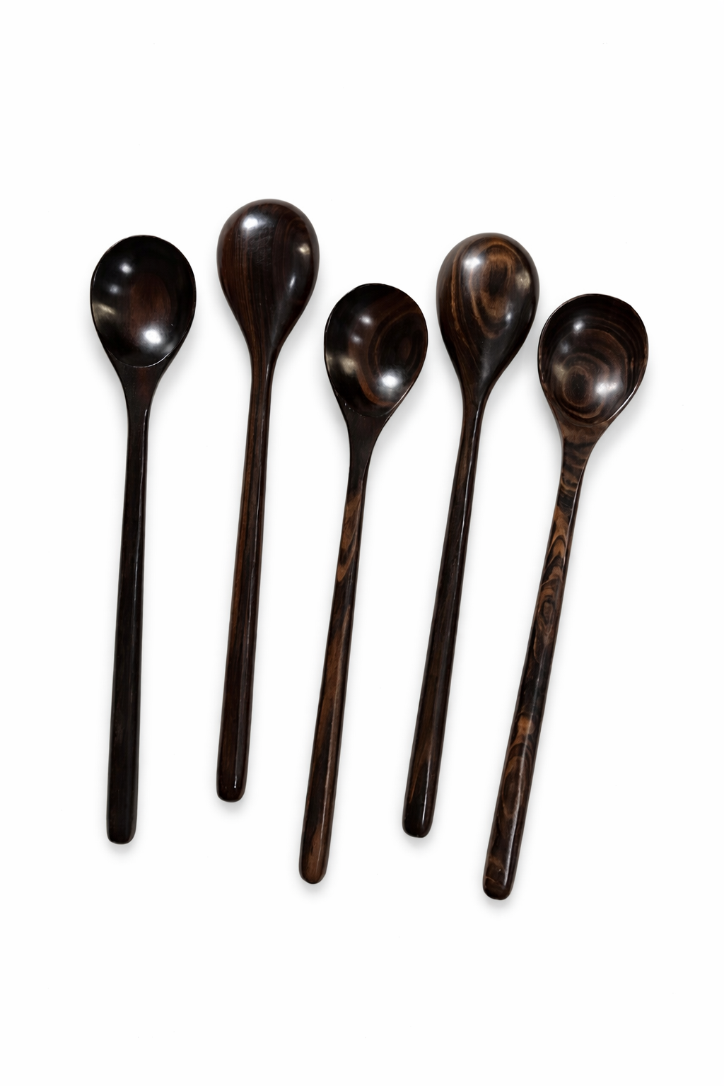 Handcrafted Wooden Spoon Set (Set of 5) – Dark Teak Wood Kitchen Utensils