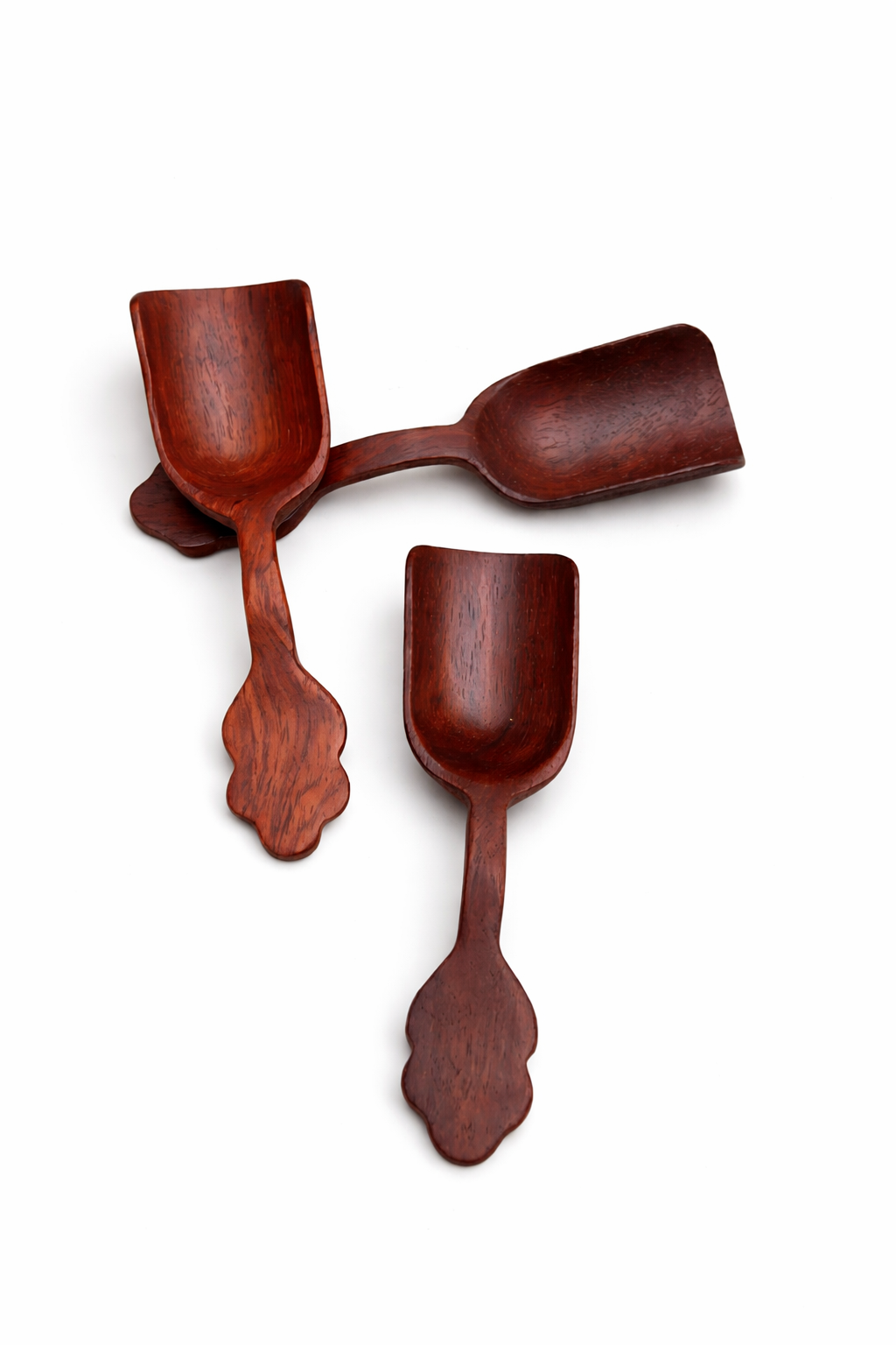 Handcrafted Wooden Scoop Set (Set of 3) – Teak Wood Kitchen Scoops