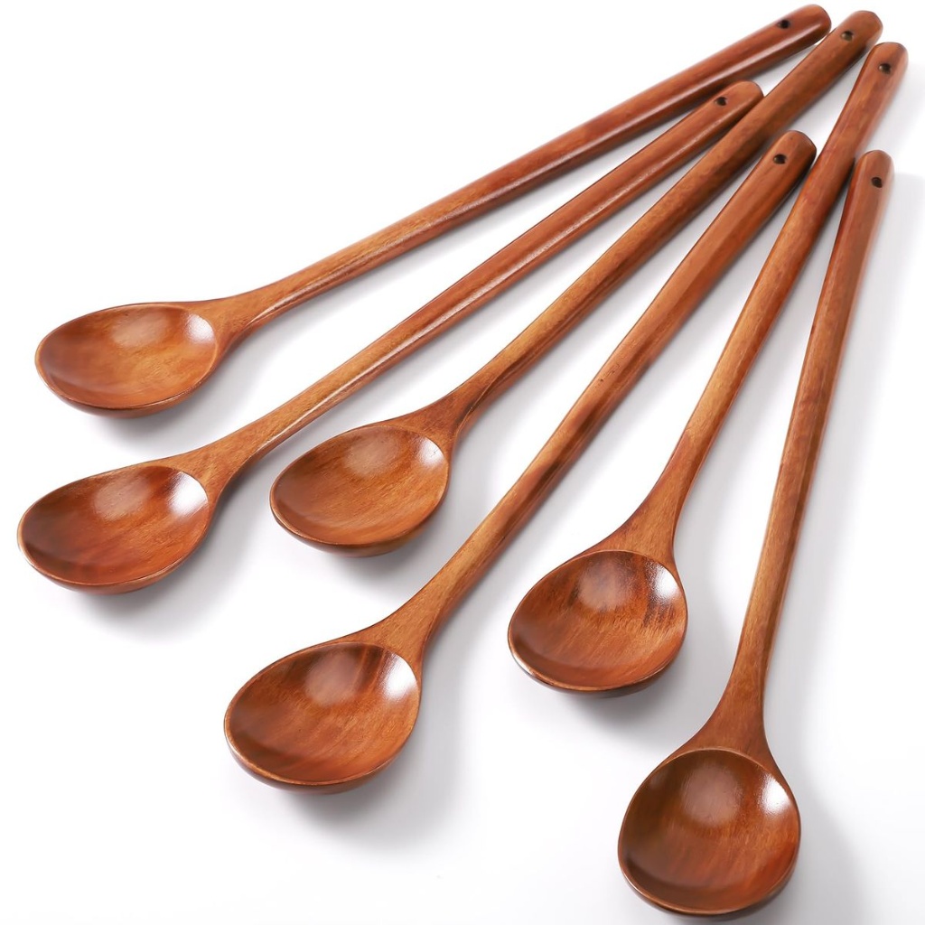 Handcrafted Wooden Spoon Set (Set of 6) – Teak Wood Kitchen Utensils