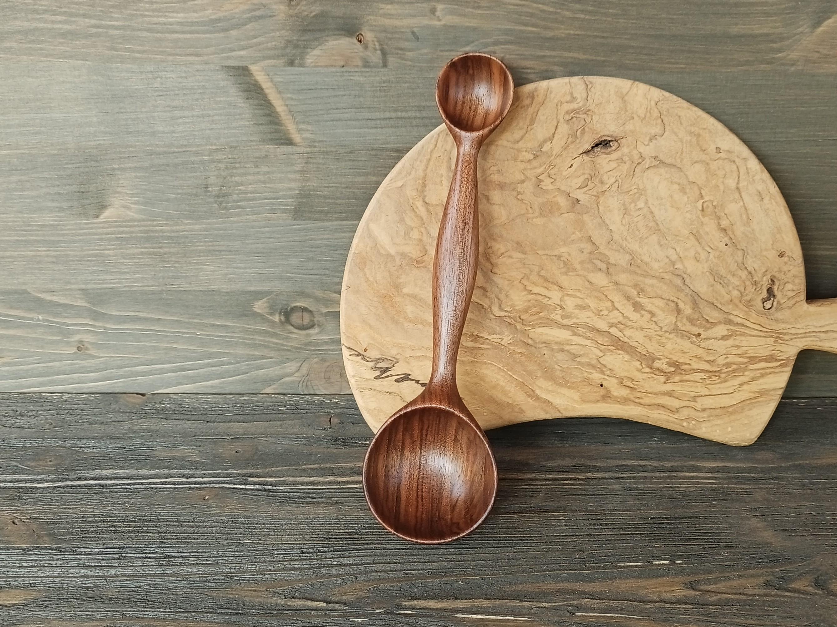 Double Wooden Scoop – Hand Carved Walnut Wood