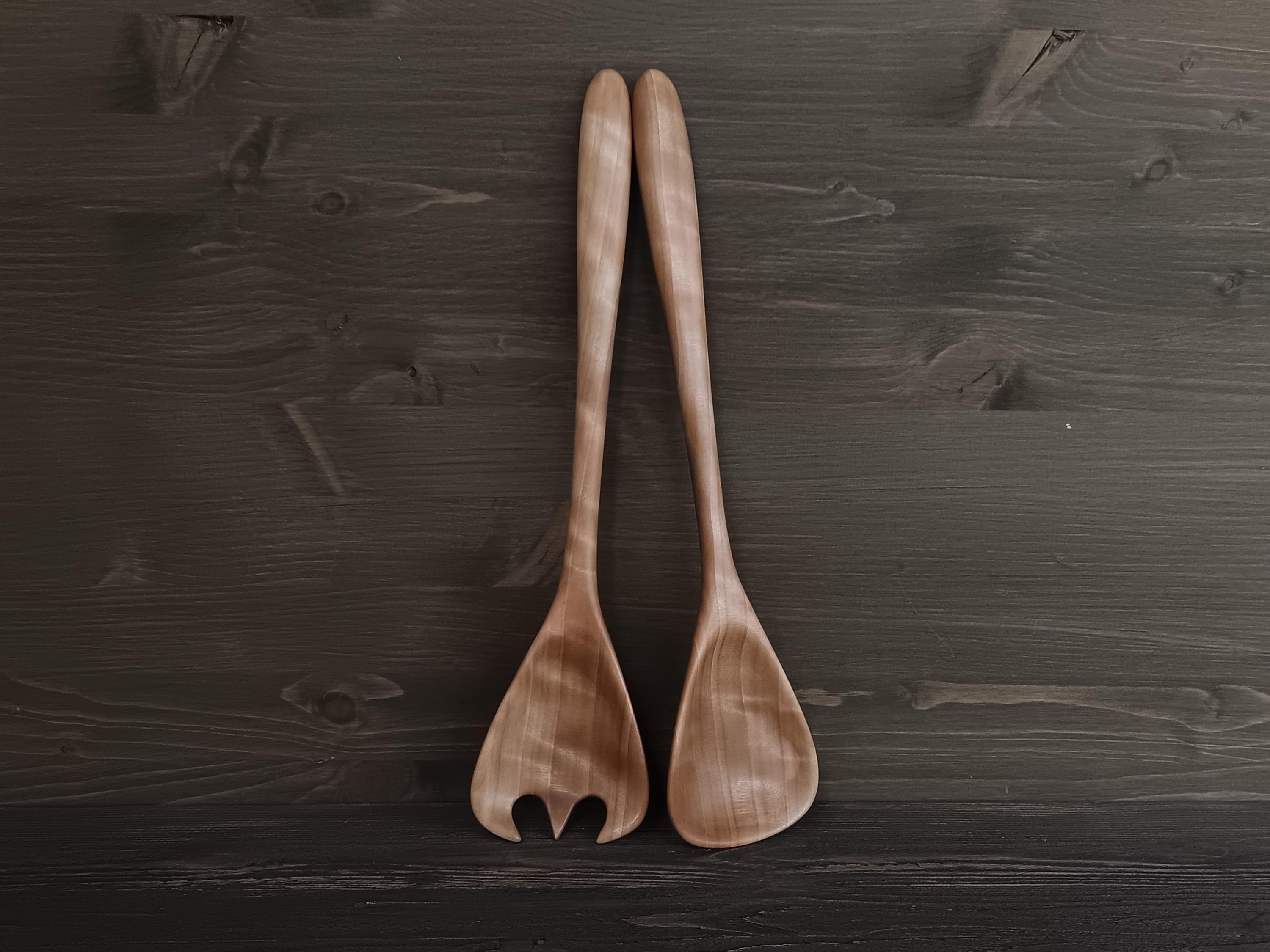 Maple Wood Salad Server Set – Handmade