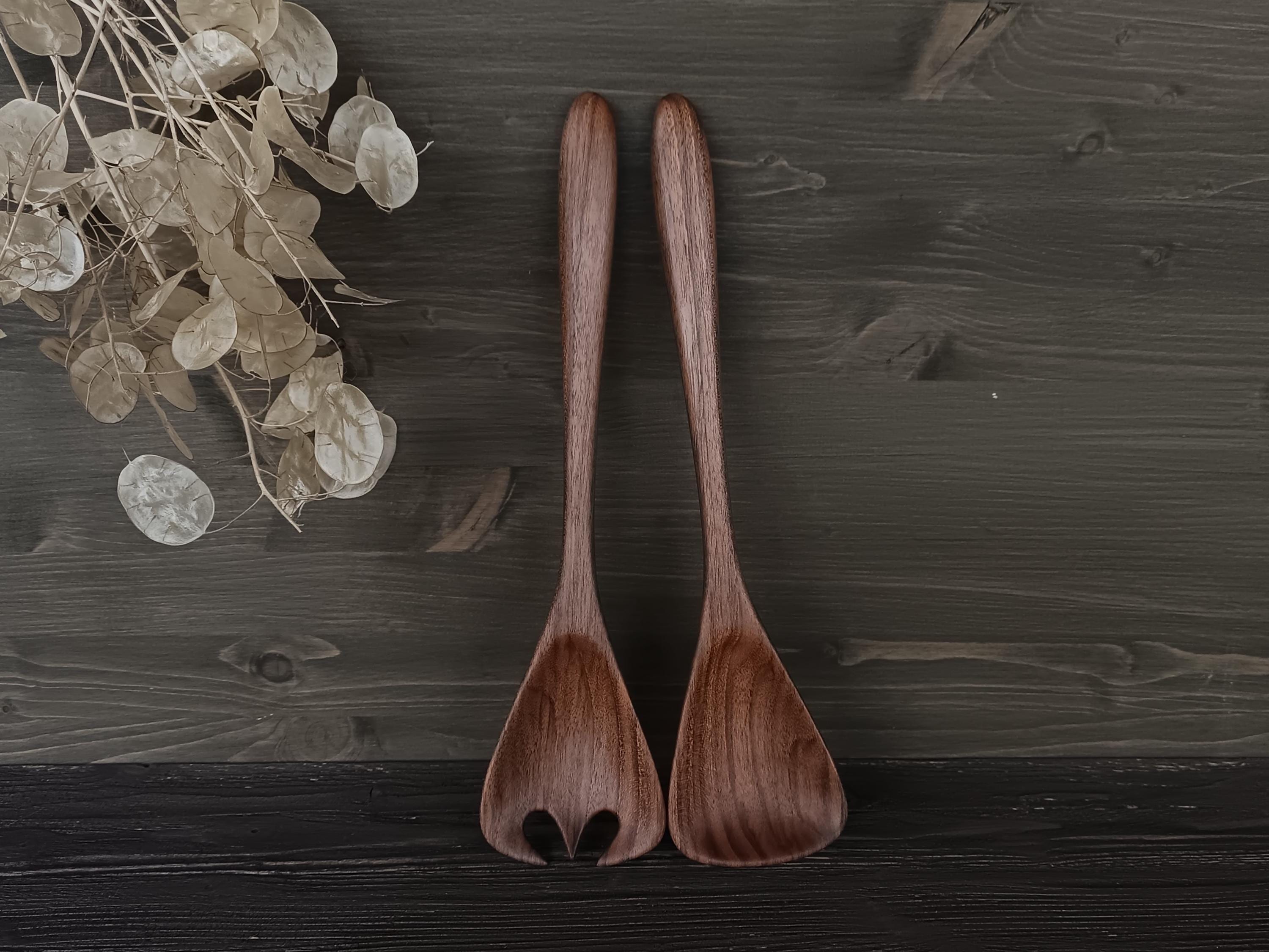 Premium Walnut Salad Server Set – Handcrafted