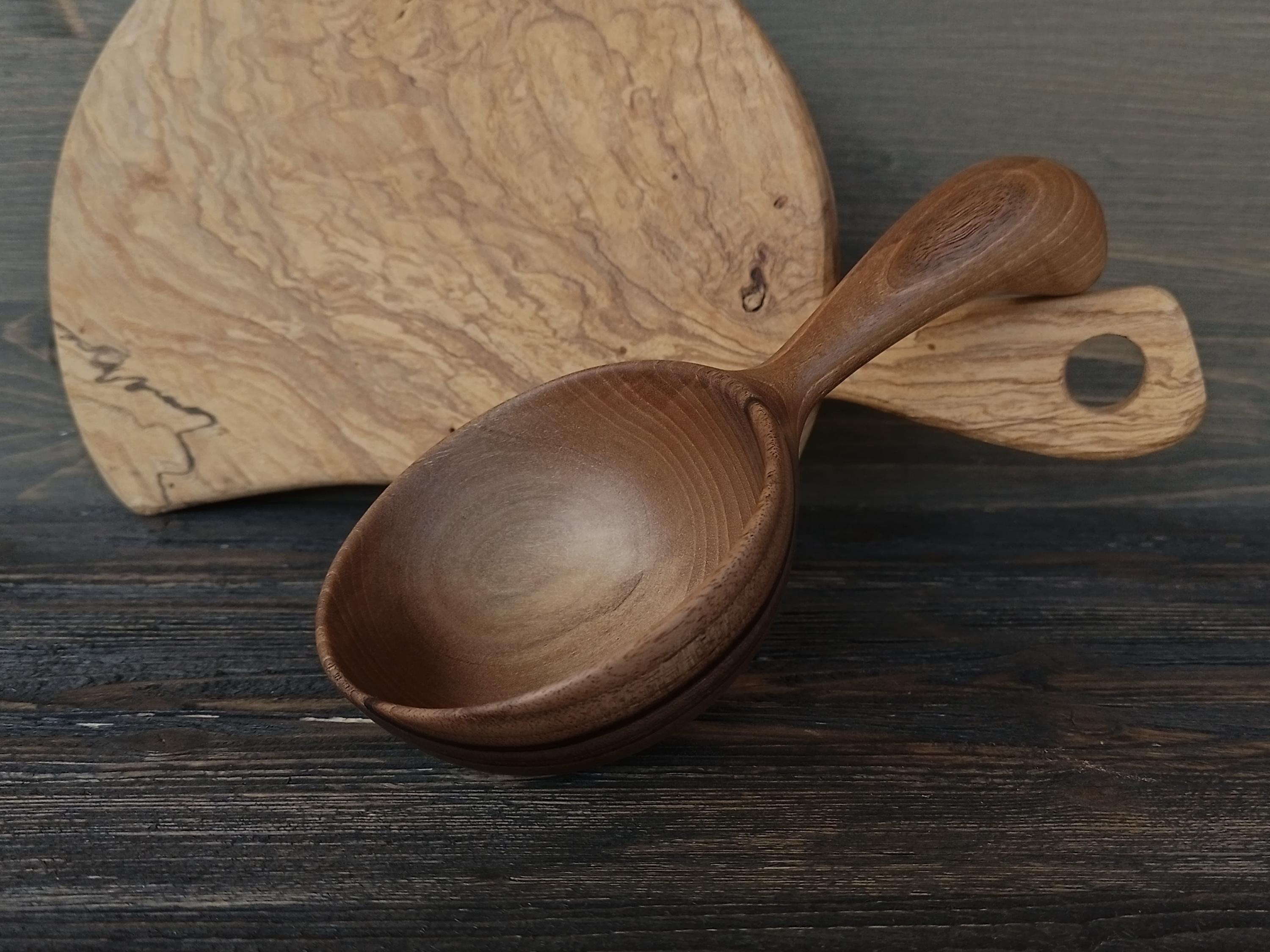 Large Wooden Scoop – Hand Carved Walnut Wood