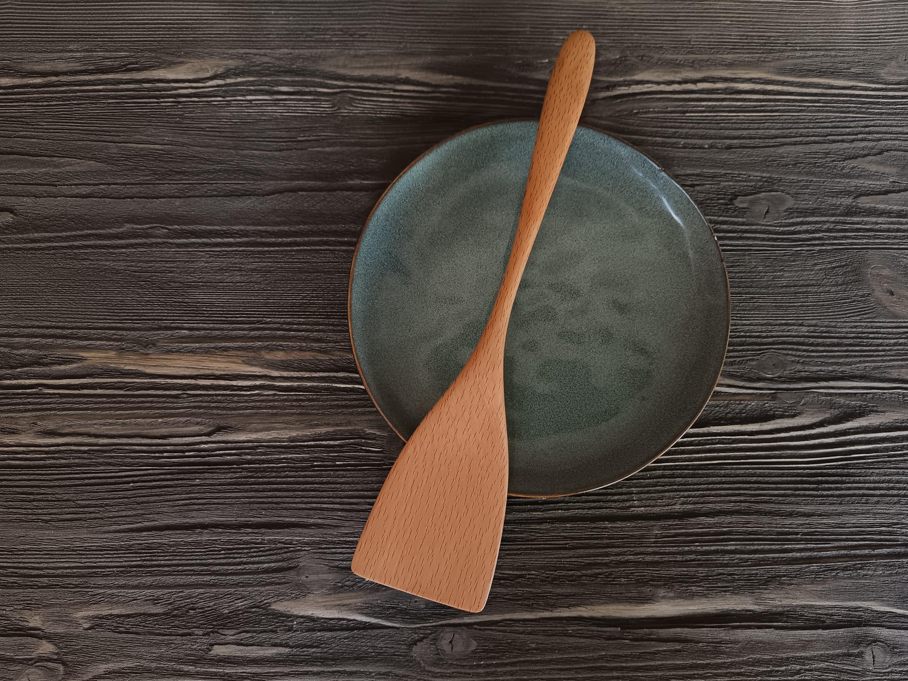 Wide Wooden Spatula – Hand Carved Walnut Wood
