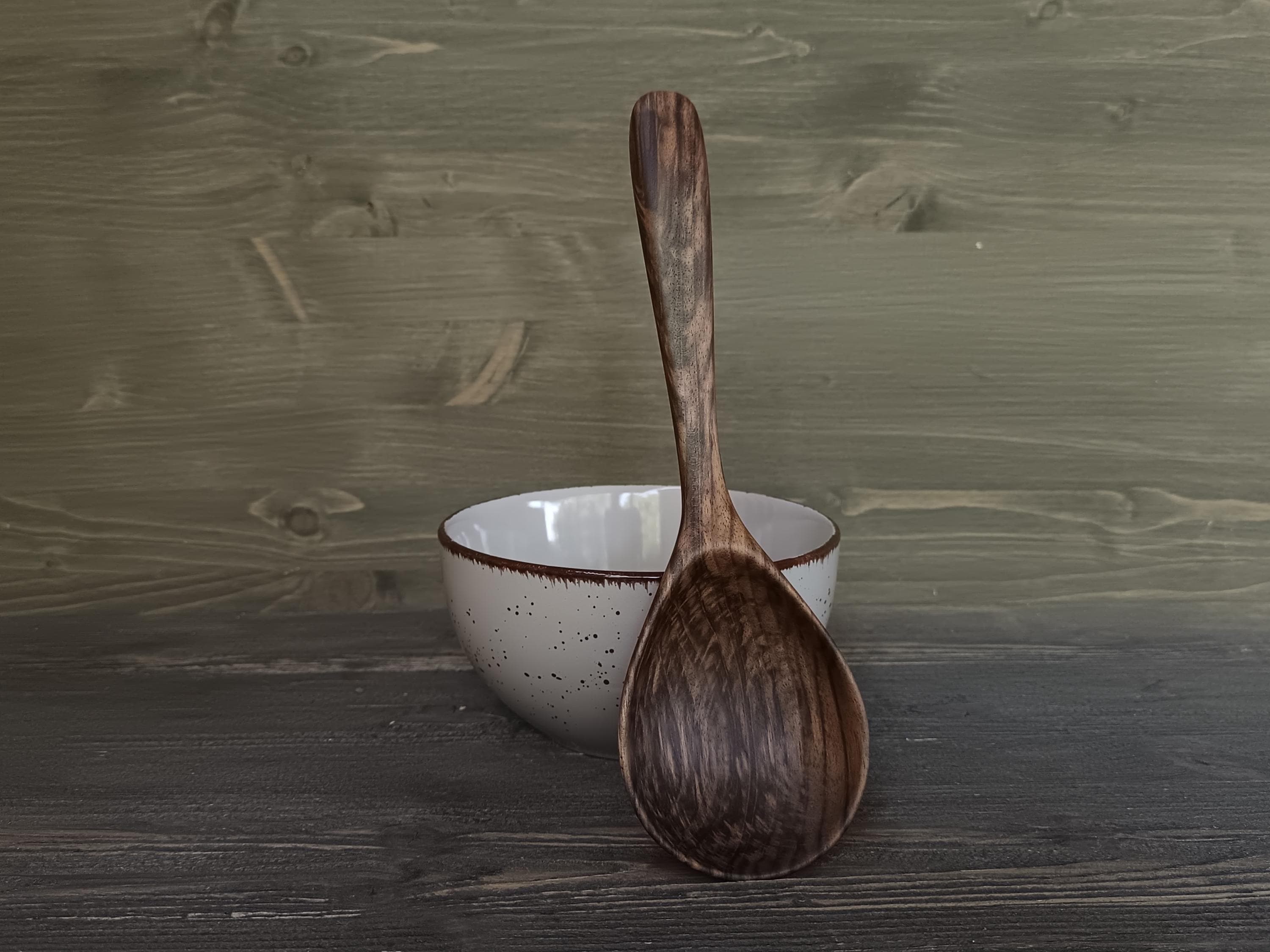Short Wooden Ladle – Hand Carved Walnut Wood