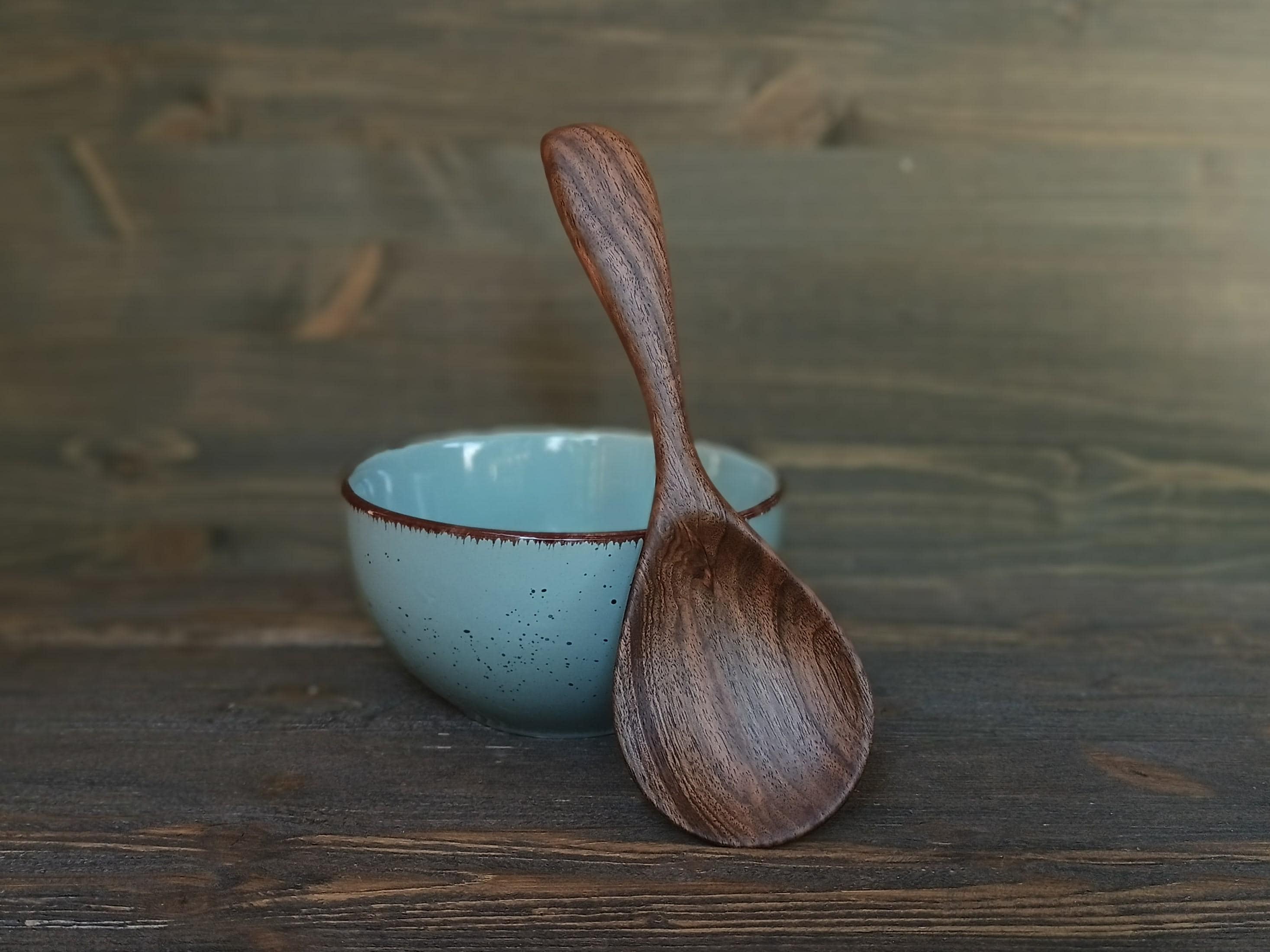 Short Wooden Cooking Spoon – Handcrafted Walnut Wood