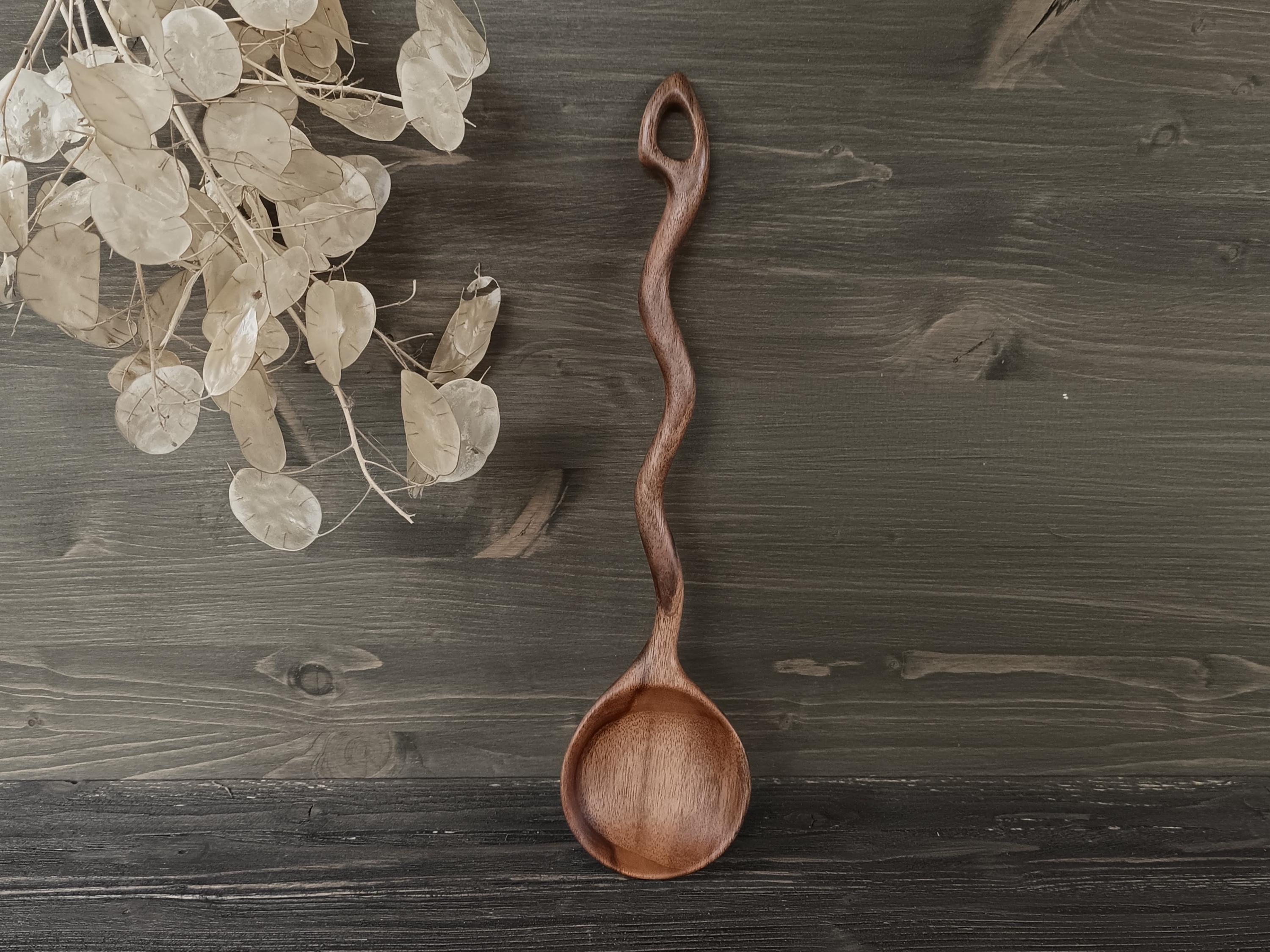 Rustic Wooden Spoon – Hand Carved Walnut Wood